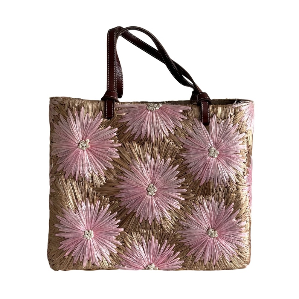 Vintage Kate Spade Cabo Straw Pink and Brown Tote